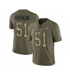 Youth Philadelphia Eagles #51 Paul Worrilow Limited Olive Camo 2017 Salute to Service Football Jersey