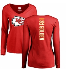 NFL Women's Nike Kansas City Chiefs #22 Robert Golden Red Backer Slim Fit Long Sleeve T-Shirt