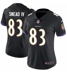 Women's Nike Baltimore Ravens #83 Willie Snead IV Black Alternate Vapor Untouchable Elite Player NFL Jersey