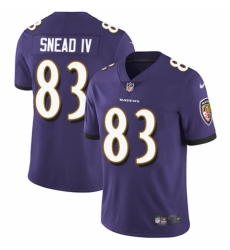 Youth Nike Baltimore Ravens #83 Willie Snead IV Purple Team Color Vapor Untouchable Elite Player NFL Jersey