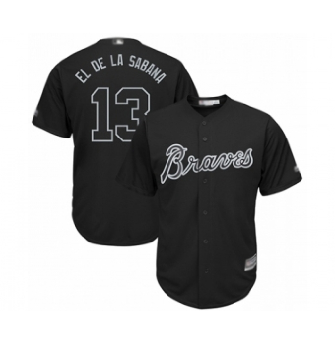 Men's Atlanta Braves #13 Ronald Acuna Jr.  El de la Sabana  Authentic Black 2019 Players Weekend Baseball Jersey