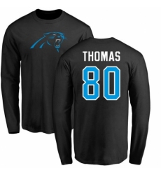 NFL Nike Carolina Panthers #80 Ian Thomas Black Name & Number Logo Long Sleeve T-Shirt