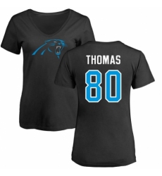 NFL Women's Nike Carolina Panthers #80 Ian Thomas Black Name & Number Logo Slim Fit T-Shirt