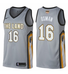 Men's Nike Cleveland Cavaliers #16 Cedi Osman Swingman Gray 2018 NBA Finals Bound NBA Jersey - City Edition