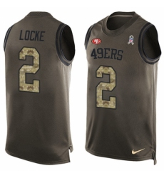 Men's Nike San Francisco 49ers #2 Jeff Locke Limited Green Salute to Service Tank Top NFL Jersey
