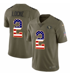 Men's Nike San Francisco 49ers #2 Jeff Locke Limited Olive/USA Flag 2017 Salute to Service NFL Jersey
