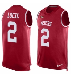 Men's Nike San Francisco 49ers #2 Jeff Locke Limited Red Player Name & Number Tank Top NFL Jersey