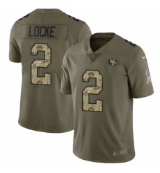 Youth Nike San Francisco 49ers #2 Jeff Locke Limited Olive/Camo 2017 Salute to Service NFL Jersey