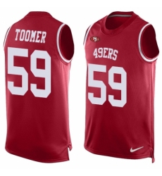 Men's Nike San Francisco 49ers #59 Korey Toomer Limited Red Player Name & Number Tank Top NFL Jersey