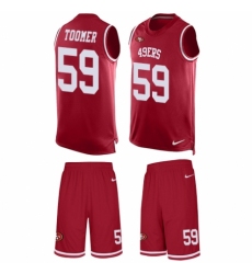 Men's Nike San Francisco 49ers #59 Korey Toomer Limited Red Tank Top Suit NFL Jersey