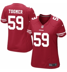 Women's Nike San Francisco 49ers #59 Korey Toomer Game Red Team Color NFL Jersey
