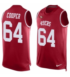 Men's Nike San Francisco 49ers #64 Jonathan Cooper Limited Red Player Name & Number Tank Top NFL Jersey