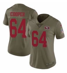Women's Nike San Francisco 49ers #64 Jonathan Cooper Limited Olive 2017 Salute to Service NFL Jersey