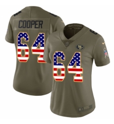 Women's Nike San Francisco 49ers #64 Jonathan Cooper Limited Olive/USA Flag 2017 Salute to Service NFL Jersey