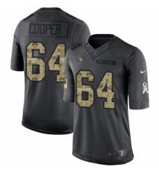 Youth Nike San Francisco 49ers #64 Jonathan Cooper Limited Black 2016 Salute to Service NFL Jersey