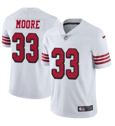 Men's Nike San Francisco 49ers #33 Tarvarius Moore Limited White Rush Vapor Untouchable NFL Jersey