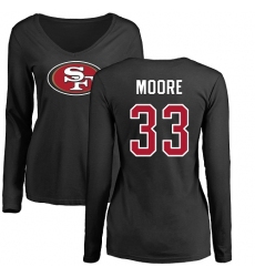 NFL Women's Nike San Francisco 49ers #33 Tarvarius Moore Black Name & Number Logo Long Sleeve T-Shirt