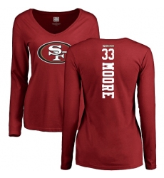 NFL Women's Nike San Francisco 49ers #33 Tarvarius Moore Red Backer Long Sleeve T-Shirt