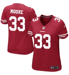 Women Nike San Francisco 49ers #33 Tarvarius Moore Game Red Team Color NFL Jersey