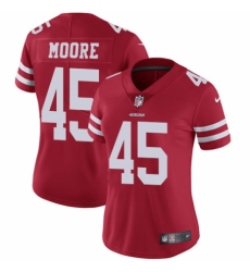 Women's Nike San Francisco 49ers #45 Tarvarius Moore Red Team Color Vapor Untouchable Limited Player NFL Jersey