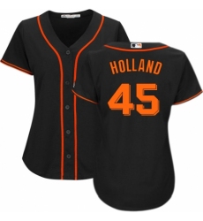 Women's Majestic San Francisco Giants #45 Derek Holland Replica Black Alternate Cool Base MLB Jersey