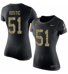 Women's Nike Pittsburgh Steelers #51 Jon Bostic Black Camo Salute to Service T-Shirt