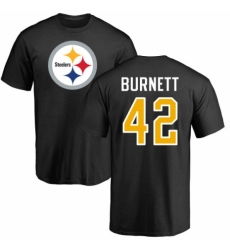 Nike Pittsburgh Steelers #42 Morgan Burnett Black Name & Number Logo T-Shirt