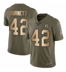 Youth Nike Pittsburgh Steelers #42 Morgan Burnett Limited Olive/Gold 2017 Salute to Service NFL Jersey