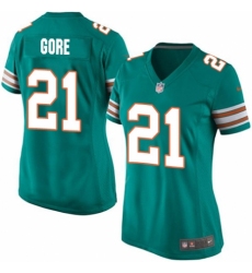 Women's Nike Miami Dolphins #21 Frank Gore Game Aqua Green Alternate NFL Jersey
