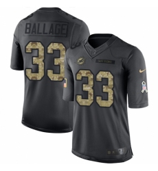 Youth Nike Miami Dolphins #33 Kalen Ballage Limited Black 2016 Salute to Service NFL Jersey
