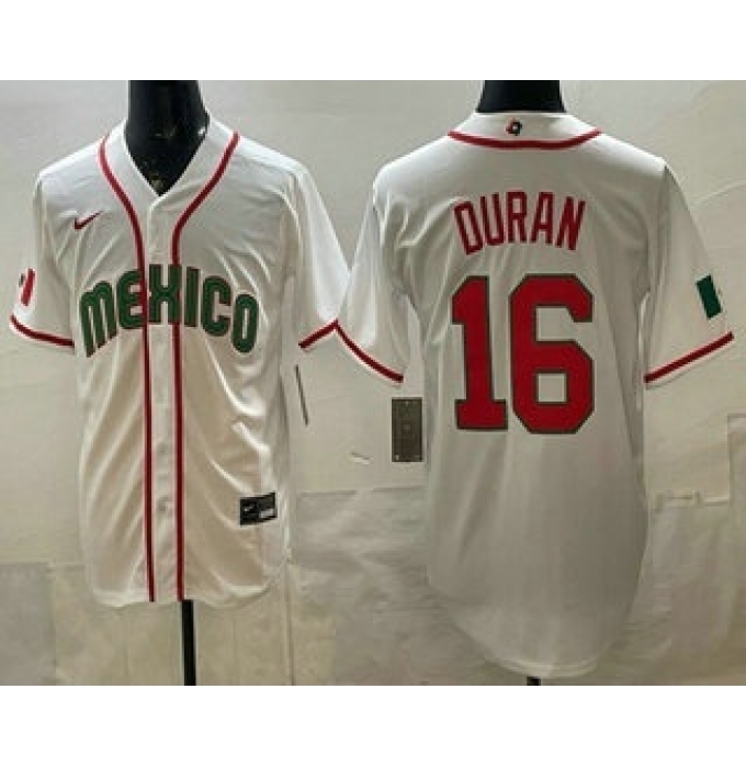 Men's Mexico #16 Jarren Duran White 2026 World Baseball Classic Cool Base Jersey