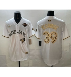 Men's Toronto Blue Jays #39 Trey Yesavage White Gold 2025 American League Champions Limited Stitched Jersey