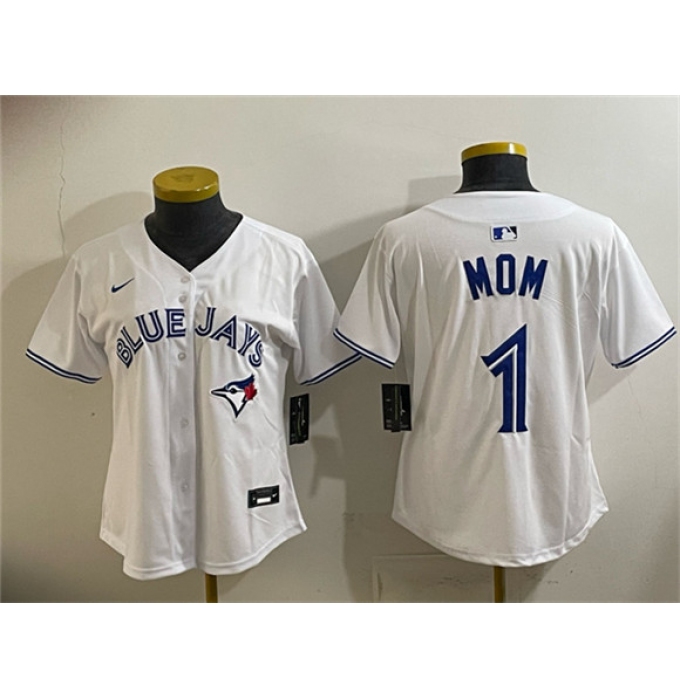 Women's Toronto Blue Jays #1 Mom White Limited Stitched Baseball Jersey(Run Small)
