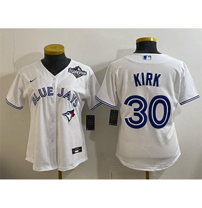 Women's Toronto Blue Jays #30 Alejandro Kirk White 2025 World Series Home Cool Base Stitched Baseball Jersey(Run Small)