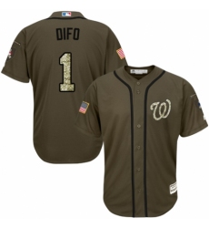 Youth Majestic Washington Nationals #1 Wilmer Difo Authentic Green Salute to Service MLB Jersey