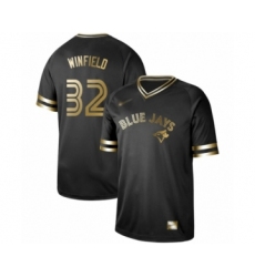 Men's Toronto Blue Jays #32 Dave Winfield Authentic Black Gold Fashion Baseball Jersey
