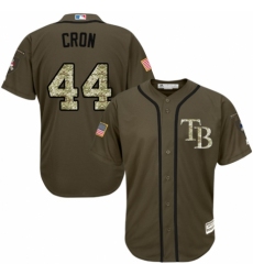 Youth Majestic Tampa Bay Rays #44 C. J. Cron Authentic Green Salute to Service MLB Jersey