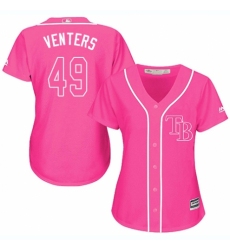 Women's Majestic Tampa Bay Rays #49 Jonny Venters Replica Pink Fashion Cool Base MLB Jersey