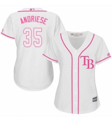 Women's Majestic Tampa Bay Rays #35 Matt Andriese Replica White Fashion Cool Base MLB Jersey