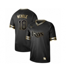 Men's Tampa Bay Rays #18 Joey Wendle Authentic Black Gold Fashion Baseball Jersey