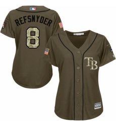 Women's Majestic Tampa Bay Rays #8 Rob Refsnyder Authentic Green Salute to Service MLB Jersey