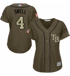 Women's Majestic Tampa Bay Rays #4 Blake Snell Authentic Green Salute to Service MLB Jersey