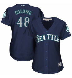 Women's Majestic Seattle Mariners #48 Alex Colome Replica Navy Blue Alternate 2 Cool Base MLB Jersey