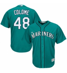 Youth Majestic Seattle Mariners #48 Alex Colome Authentic Teal Green Alternate Cool Base MLB Jersey