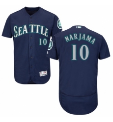 Men's Majestic Seattle Mariners #10 Mike Marjama Navy Blue Alternate Flex Base Authentic Collection MLB Jersey