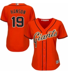 Women's Majestic San Francisco Giants #19 Alen Hanson Authentic Orange Alternate Cool Base MLB Jersey