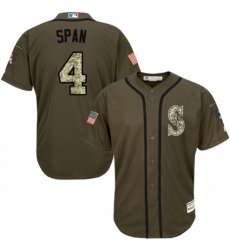 Men's Majestic Seattle Mariners #4 Denard Span Authentic Green Salute to Service MLB Jersey