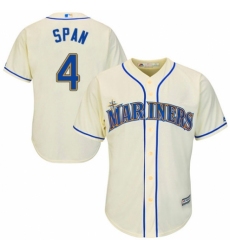 Youth Majestic Seattle Mariners #4 Denard Span Replica Cream Alternate Cool Base MLB Jersey