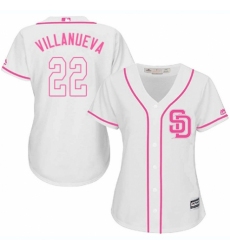 Women's Majestic San Diego Padres #22 Christian Villanueva Authentic White Fashion Cool Base MLB Jersey