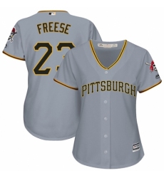 Women's Majestic Pittsburgh Pirates #23 David Freese Authentic Grey Road Cool Base MLB Jersey